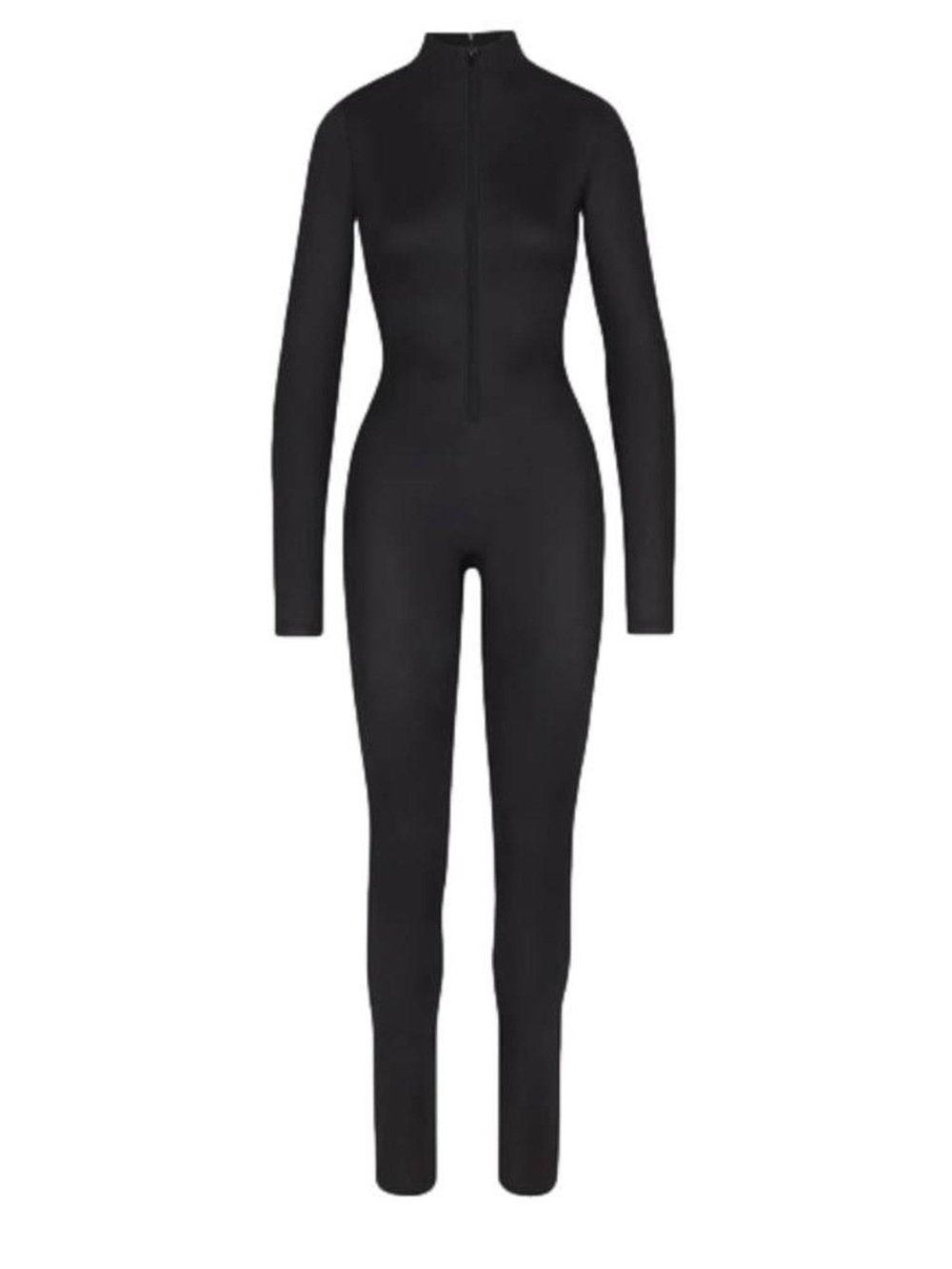 NWT Skims Black Long-Sleeve Zip-Front Jumpsuit- Onyx XS
